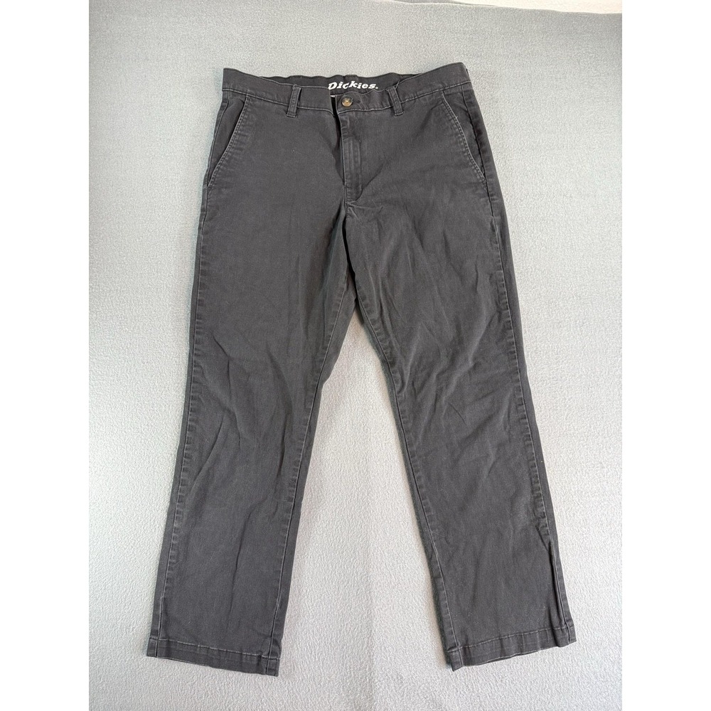Dickies Pants Mens 34x27 Gray Slim Fit Flex Chino Tapered Stretch Casual